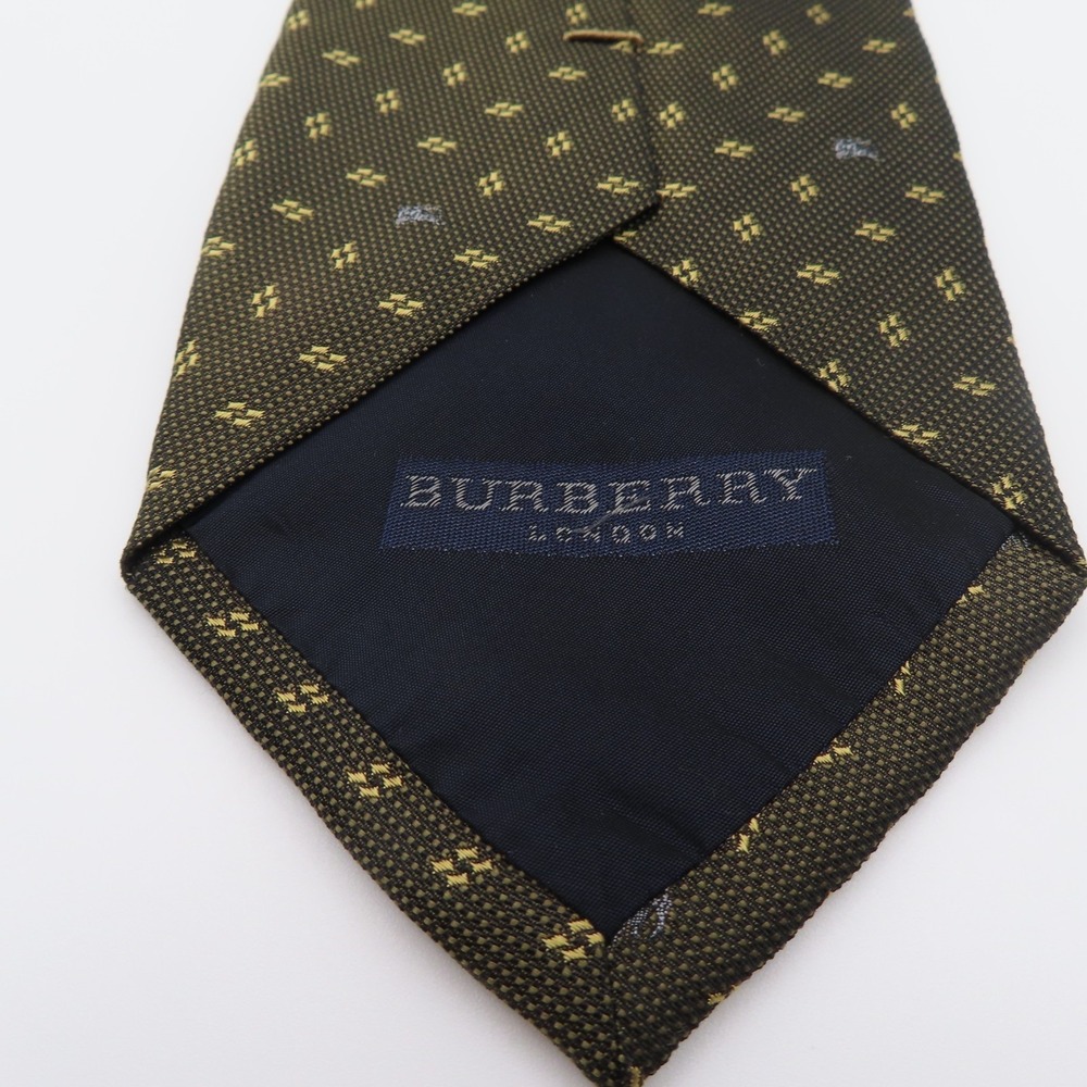 Burberry Tie Silk Brown Yellow Polka Dot Textured 3.75" Wide 57" Long Japan - Picture 3 of 6